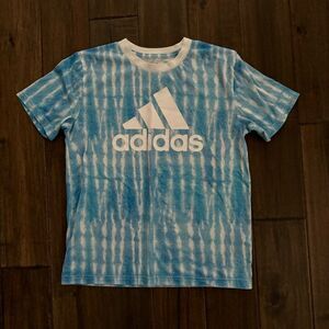 Adidas Boys Aqua Blue Tie Dye Tee T-Shirt M 10-12